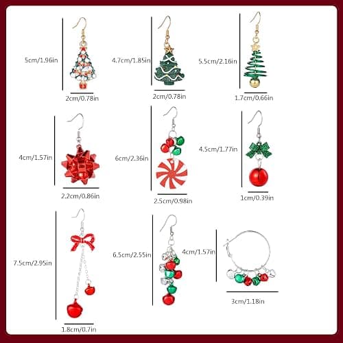 Cristina Christmas Earrings Set for Womens Gifts for Christmas Holiday Earrings Jewelry Bow Bell Tree Snowman Santa Dangle Earrings for Stocking Xmas Hoop Stud Earrings Christmas Party Jewelry thumbnail 7