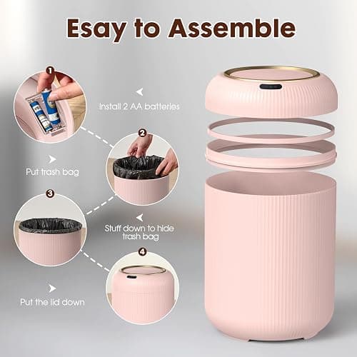 Procade Automatic Motion Sensor Bathroom Trash Can with Lid, 3 Gallon Touchless Trash Bin, Smart Plastic Garbage Can, Mini Pink Wastebasket for Toilet, Office, rv, Bedroom, Living Room thumbnail 6