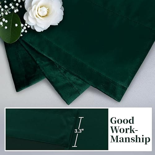 SimpleHome Dark Green Velvet Curtains 96 Inches for Living Room,Rod Pocket Luxury Blackout Velvet Curtains Thermal Insulated 2 Panels Room Darkening Drapes,W40 x L96 thumbnail 6