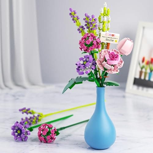 Mini Bricks Flower Bouquet Building Sets, Artificial Flowers, 553 Pieces Botanical Collection for Ages 8-12 yrs Old Girl for Gift (Not Compatible with Set) thumbnail 2