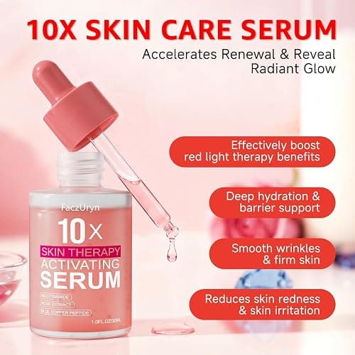 Red Light Therapy Serum, Red Light Therapy Activation Serums Amplify Effects & Reduce Wrinkles with Hydrating, Vitamin E Redlight Serum for Face, Rose Extract Facial Serums for Women, 1.0 FL.OZ thumbnail 4