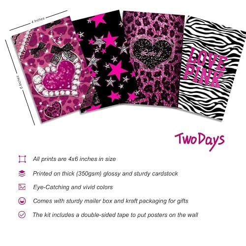 TwoDays Mcbling Room Decor Aesthetic Wall Collage Kit, Trashy Y2k Posters for Girls bedroom, 2000s Hot Pink Wall Art, Emo Baddie Prints for women Apartment.(Set of 50, 4" × 6") thumbnail 2