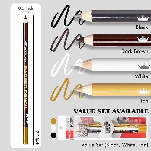 Red by Kiss 3PCS Barber Pencil with Built-in Sharpener - Edge Hairline Razor Trace and Beard Guide Outliner Pencils (Value Set) thumbnail 6
