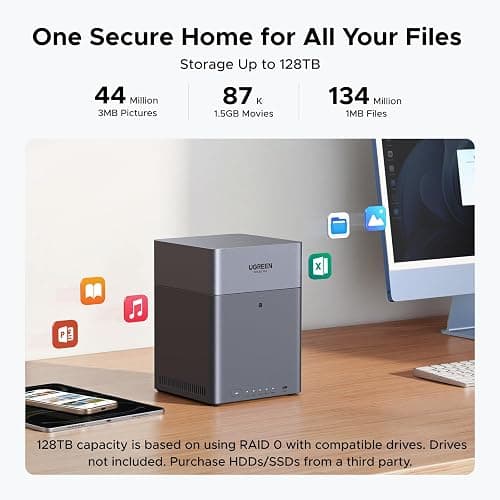 UGREEN NAS DH4300 Plus 4-Bay Desktop NAS, Support Capacity 128TB (Diskless), Remote Access, AI Photo Album, Beginner Friendly System, 8GB LPDDR4X RAM, 2.5GbE, 4K HDMI, Network Attached Storage thumbnail 3