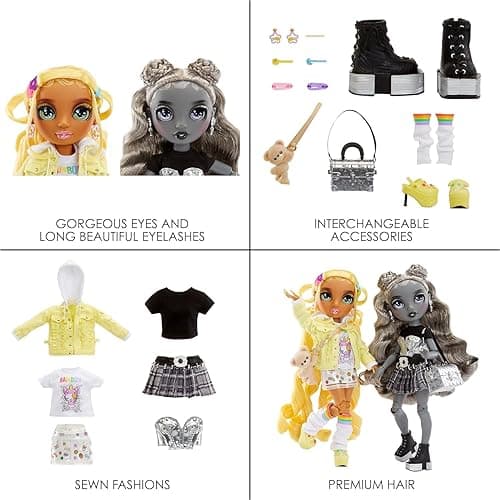 Rainbow High Madison Twins 2-Pack with Mix & Match Outfits - Great Gift for Kids & Collectors, Yellow & Grey thumbnail 6