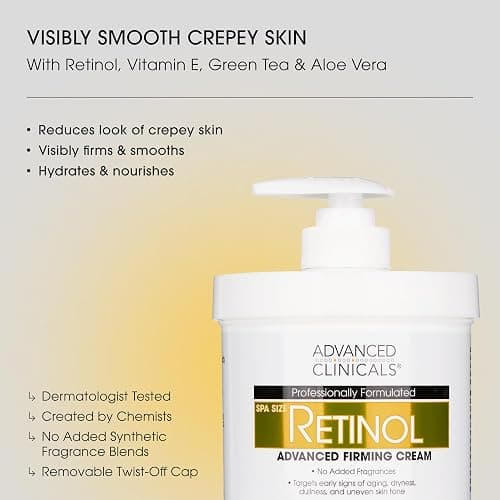 Advanced Clinicals Retinol Body Lotion & Face Moisturizer | Visible Anti Aging Skin Care Retinol Body Cream For Women & Men Targets Look Of Fine Lines, Wrinkles, & Crepe Looking Dry Skin, 16 Ounce thumbnail 2