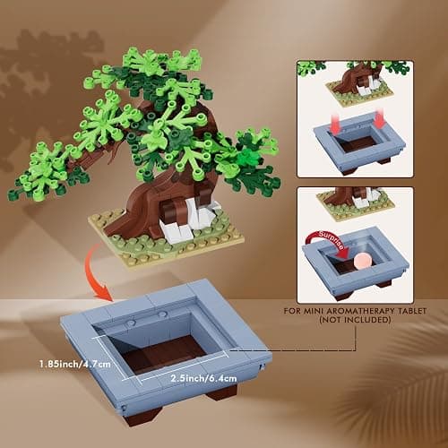 HOGOKIDS Cherry Blossom Flowers Building Set - 584PCS 4 Seasons Bonsai Tree Building Block Toy, Botanical Collection DIY Plant Home Office Decor for Adults, Flora Birthday Gift for Kids Girls Boys 6+ thumbnail 6