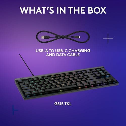 Logitech G515 TKL Wired Low Profile Gaming Keyboard, Fully Customizable RGB, Double-Shot PBT Keycaps, Tactile/Brown Switches - Black thumbnail 8