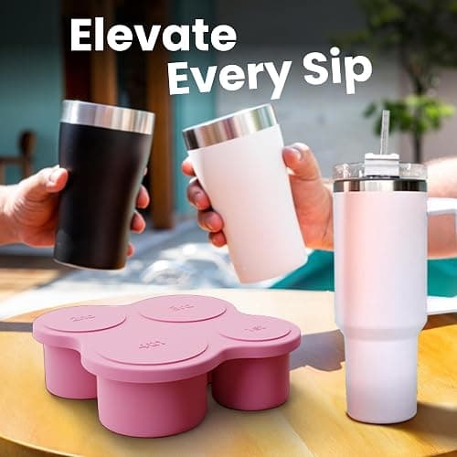 4-Ring Silicone Ice Cube Tray for Stanley Cup with Lid and Metal Reusable Straws - Stanley Ice Mold - Stanley Cup Ice Mold - Stanley Cup Ice Cube Mold for 14-40 oz Tumbler, Whiskey, Cocktails, Drinks thumbnail 6