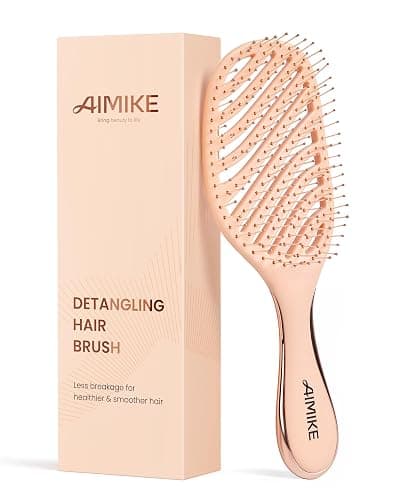 AIMIKE Detangling Brush, Wet Dry Vented Detangler Brush w/Soft Bristles, Pain-Free Detangle Hairbrush Loosens Stubborn Tangles, Extra Gentle on Sensitive and Fine Hair, for Women & Kids - Image 1