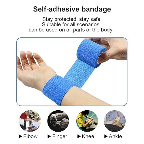 GooGou Self Adherent Wrap Bandages Self Adhering Cohesive Tape Elastic Athletic Sports Tape for Sports Sprain Swelling and Soreness on Wrist and Ankle 12PCS 2 in X 14.7 ft (Black 12pcs) thumbnail 6