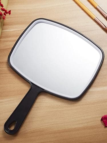 OMIRO Hand Mirror, Black Handheld Mirror with Handle for Makeup, Hairdressing (6.3" W x 9.6" L) thumbnail 4