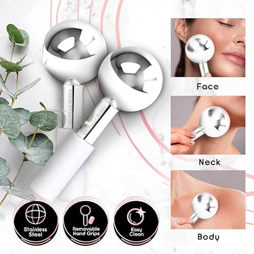 Ice Globes for Facials | Unbreakable Steel Cooling Roller | Cryo Sticks for Face | Massager for Face Neck & Eyes | Skin Care for Dark Circles, Puffiness, Wrinkles, Collagen Production (White) thumbnail 2