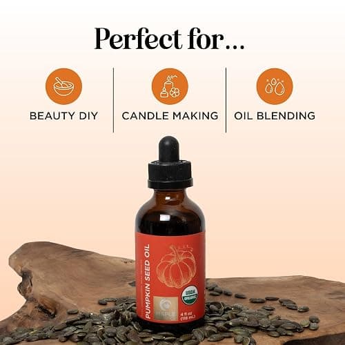 Maple Holistics Pumpkin Seed Oil Organic Certified - 100% Pure Organic Pumpkin Seed Oil for Hair and Anti Aging Face Oil - USDA Organic for Dry Hair and Volume - Virgin Cold Pressed & Unrefined (4oz) thumbnail 5