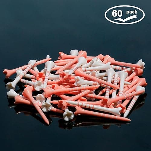 EWILLING Stable & Durable Plastic Golf Tees 60Pcs Size 2-3/4 Inch or 3-1/4 Inch Packaged in Plastic Jar with Lid Available Pink White Blue Color - Pink White 3-1/4" thumbnail 6