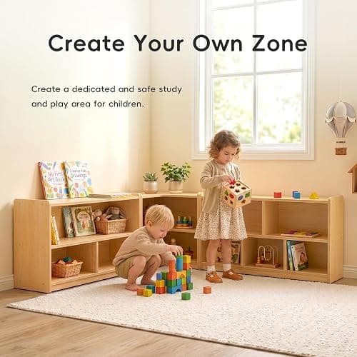 OOOK L-Shape Montessori Bookshelf for Compact Corner Space, Corner Shelf | FSC Plywood, Use Alone or Fits Shelf Combination Series, Montessori Furniture in Kids Room, Daycare, Nursery, Classroom thumbnail 4