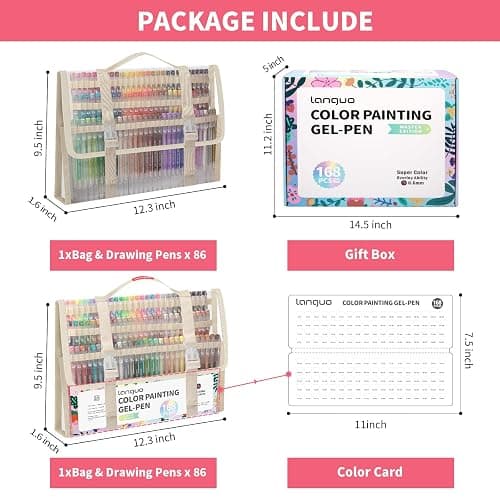 Joyask Gel Pens For Coloring, 168 Pack Colored Pens for Black Paper & White Paper, 0.6MM Fine Point Pens for Coloring, Writing, Drawing, Journaling, Note Taking, Office, Home thumbnail 3