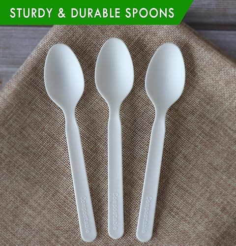 GreenWorks Heavy-duty Compostable Spoons,BPI Certified,100 Count Large Disposable Cutlery Spoons thumbnail 4