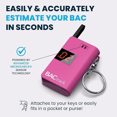 BACtrack Keychain Breathalyzer (Pink) | Ultra-Portable Pocket Keyring Alcohol Tester for Personal Use thumbnail 2