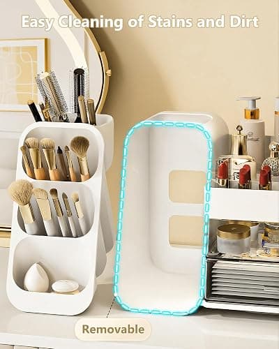 Anylady Makeup Organizer with Drawers, Skincare Organizer (Large Size Thick), Storage Box Cosmetic Display Cases, Make up Organizers for Vanity, Dresser, Desk, Kitchen, Countertop (White) thumbnail 4