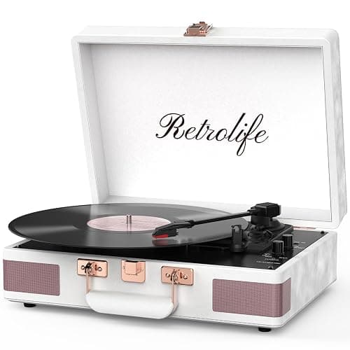 Record Player 3 Speed Bluetooth Portable Suitcase Vinyl Player with Built-in Speakers Turntable Enhanced Audio Sound PU Leather Vintage Turntable - Image 1