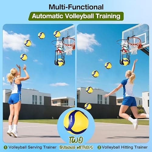 Multi-functional Automatic Volleyball Training Equipment Aid, Volleyball Spike Serve Trainer for Volleyball Hitting Trainer, Height Adjustable Volleyball Rebounder Practice Setter Training Equipment thumbnail 2