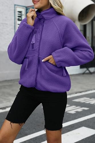 Nirovien Womens Fuzzy Fleece Jacket Button Down Sherpa Coats Casual Winter Warm Outwear with Pockets thumbnail 2