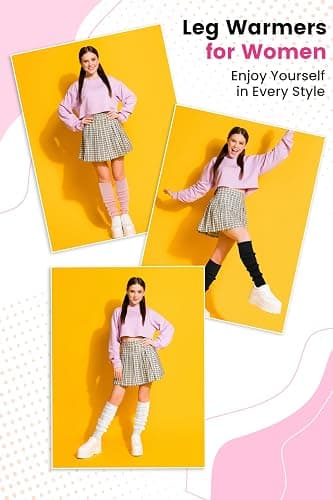 Clothirily Leg Warmers, 2 Pairs Knit Leg Warmers for Women 80s Long Socks | Warm Leg Warmers for Women Girls 80s, Ribbed Knit LegWarmer Long Socks for Party Yoga Sports Fashion Accessories, One Size thumbnail 5