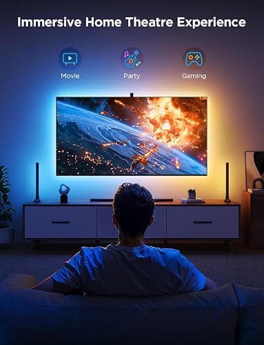Govee TV Backlight 3 Lite Kit, 11.8ft RGBICW LED Strip with 15" Smart Light Bars, Camera Sync to Screen for 55-65" TVs, App & Voice Control, Works with Alexa, Google Home, Matter, for Movies & Gaming thumbnail 2