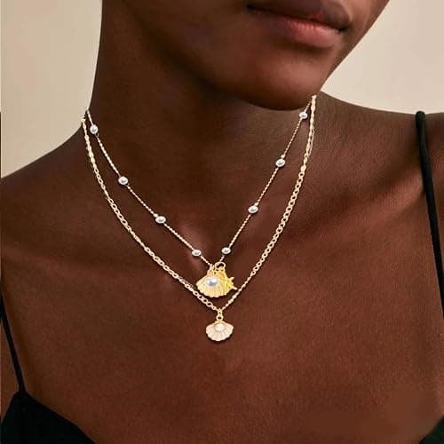 NEWITIN 49 Pieces Gold Jewelry Set for Women Boho Beach Jewelry Set Summer Ocean Seashell Starfish Necklaces Bracelets Toe Rings Earrings for Women thumbnail 4