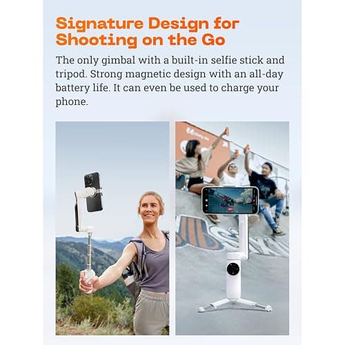 Insta360 Flow Gimbal Stabilizer for Smartphone, AI-Powered Gimbal, 3-Axis Stabilization, Built-in Tripod, Portable & Foldable, Auto Tracking Phone Stabilizer, Video Recording, Stone Gray thumbnail 5