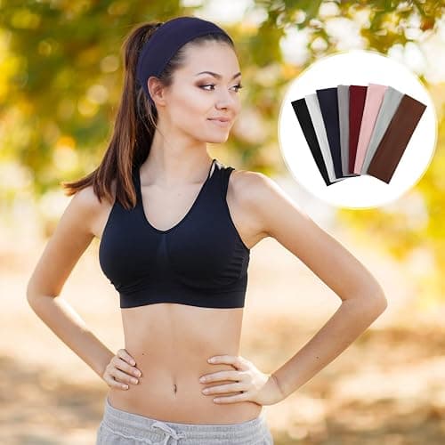 Fishinsea 8 Pack Sport Headbands for Women, Elastic Soft Fabric Non-Slip Hair Bands Hair Warp for Daily Workout Yoga Running Sports thumbnail 6