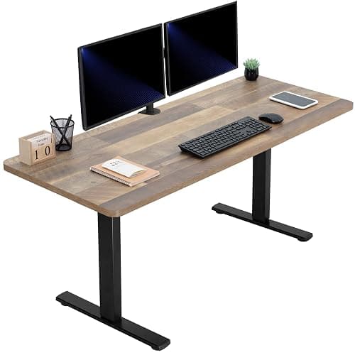 VIVO Electric 60 x 24 in Standing Desk, Memory Height Adjustment, 1B Series, One-Piece Reclaimed Wood Top, Black Frame, DESK-KIT-1B6P - Image 1