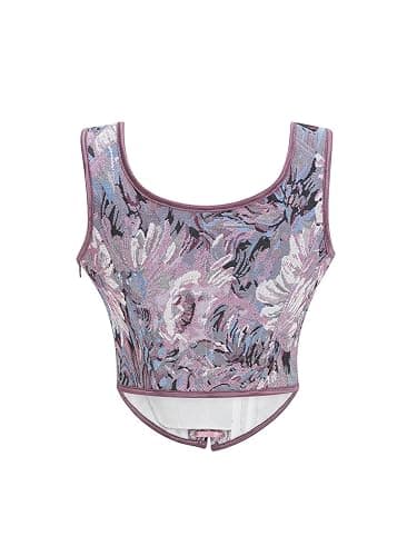 VAFADRESS Women's Renaissance Corset Tops Costume Lace Up Solid Floral Boned Bustier Bodice thumbnail 3