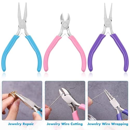 Shynek 3pcs Jewelry Making Plier Tools with Needle/Chain/Round Nose Pliers and Wire Cutter for Jewelry Repair, Wire Wrapping, Crafts, Jewelry Making Supplies thumbnail 6