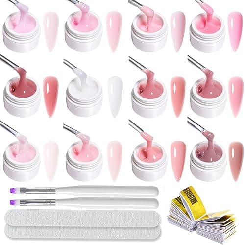 Builder Gel für Nägel 12 Farben, Aufbaugel für Gelnägel Rosa, UV Nagelgel Set zur Nagelverlängerung Modellage Nail Art Base Verstärkung, Nagellack für Nägel Selber Machen - Image 1