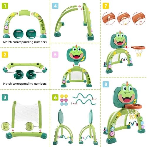 Marstone Baby Boy Toys for 1 2 3 Year Old Gifts: Toddler Basketball Hoop and Soccer Goal Activity Center Toys with Sound and Music for Kids, Girls 1-3, Interactive 1st First Birthday Present thumbnail 7