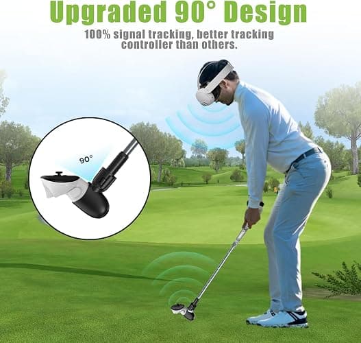 YOGES Adjustable Length VR Golf Club Handle for Meta Quest 3S/Quest 3/Oculus Quest 2, 90 Degree Virtual Reality Baseball Controller Attachment, Simulator Real Golf Game (ONLY for Right Controller) thumbnail 5