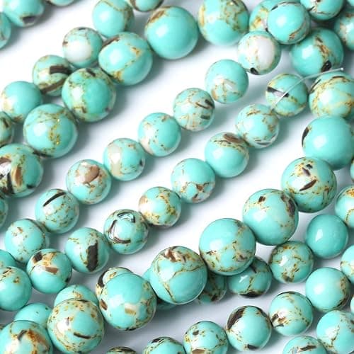 60PCS 6MM Turquoise Beads with Mother-of-Pearl Round Loose Beads Natural Gem Beads for Jewelry Making 15 thumbnail 5