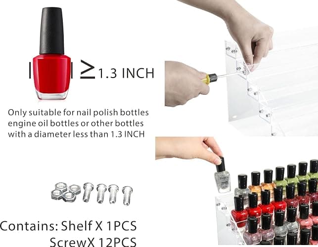 Nail Polish Organizer 6 Tier Acrylic Nail Polish Ink Rack Essential Oil Stand Holder Display Stand Holds, Clear Makeup Organizer, Easy Assemble (6 tiers) thumbnail 5