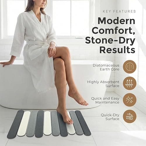 CosyVine Foldable Stone Bath Mats for Bathroom, Super Absorbent Diatomaceous Earth Bath Mats, Quick Drying Non Slip Mat, 23.6 x 15.5 Inch Folding Grey Bath Stone Mat, Easy Storage and Compact thumbnail 3