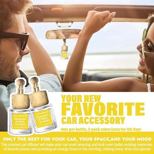 HoogaLife Car Air Freshener Diffuser 2 Pack Hanging Pistachio Salty Caramel Car Air Freshener for Women 45+ days Long Lasting Fragrance Made in USA (P62) thumbnail 4