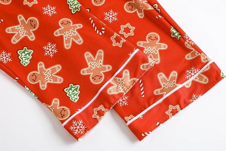 Vopmocld Girls Pajama Sets 3pcs Button Down Short Sleeve Long Pants With Shorts Sleepwear Cute Patterns Nighty For Teens - 12 - Xmas Gingerbread thumbnail 6