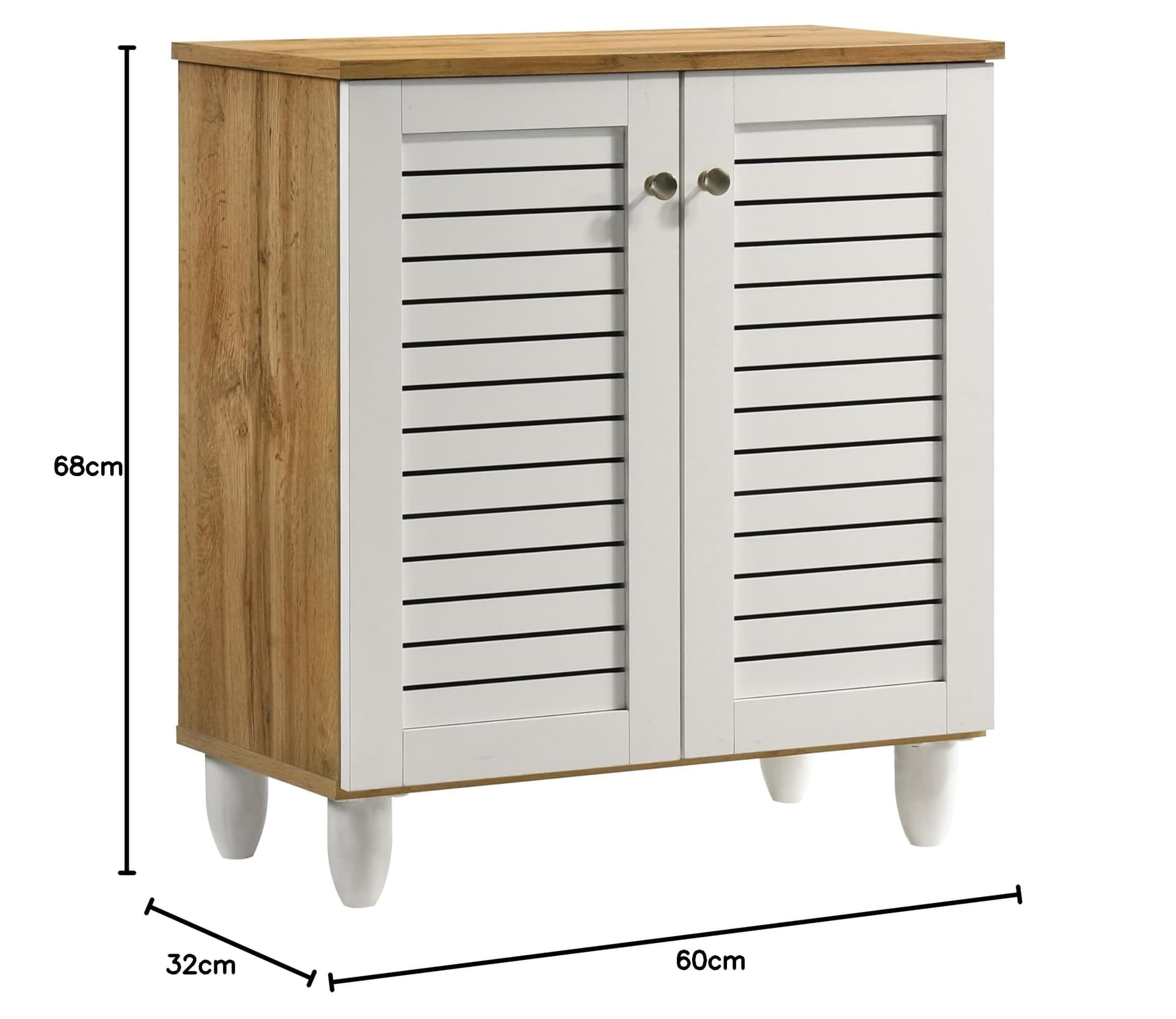 DeckUp Capri 2-Door Engineered Wood Shoe Rack (Wotan Oak & White, Matte Finish) thumbnail 2