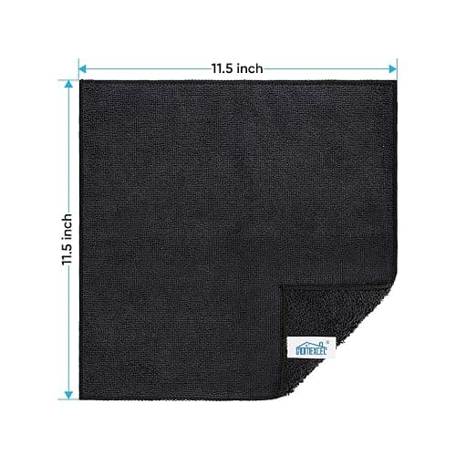 HOMEXCEL Microfiber Cleaning Cloth, 12 Pack Premium Microfiber Towels for Cars, Lint Free, Scratch-Free, Highly Absorbent, Reusable Cleaning Rags for Car, Household, Kitchen, Window, 11.5"X11.5" Black thumbnail 2