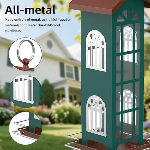 Metal Bird Feeder Bird Feeders for Outdoors Hanging,Waterproof and Rust-Proof,Easy Cleaning,Wild Bird Feeders Attracting Chickadees Goldfinches Cardinals Finches and Sparrows thumbnail 4