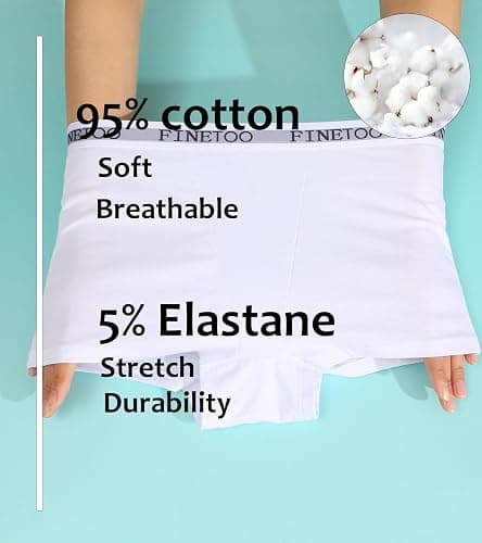 FINETOO Womens Cotton Boy Shorts Underwear Full Coverage Soft Boxer Briefs High Waisted Panties for Lady Girls 6 Pack thumbnail 6