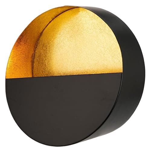 Luxury Metal Wall Candle Sconces – Large Handcrafted Wall-Mounted Tealight Candle Holders with Gold Leaf Interior – Modern & Rustic Home Décor for Living Room, Hallway – 11.8" Black Single Piece - Image 1