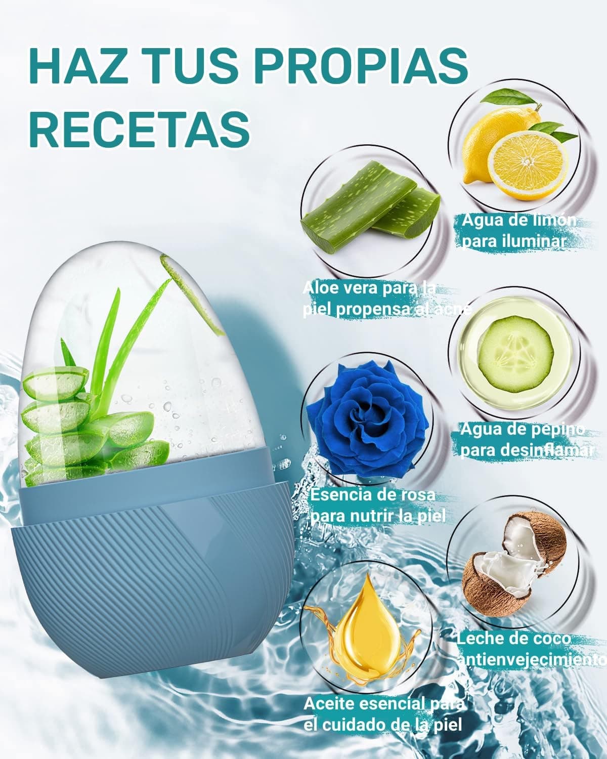 Rodillo de Hielo Facial, Ice Roller Facial para Cara y Ojos Reutilizable, Molde de Hielo Facial para Mejora La Piel Opaca/Piel Firme/Elimina la Hinchazón de Los Ojos/Elimina Las Ojeras (Verde) thumbnail 3