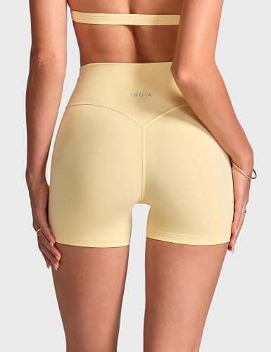 INGIA No Front Seam Biker Shorts 4''/ 6'' | High Waist, Running, Spandex, Yoga, Gym, Workouts Shorts, for Women thumbnail 2